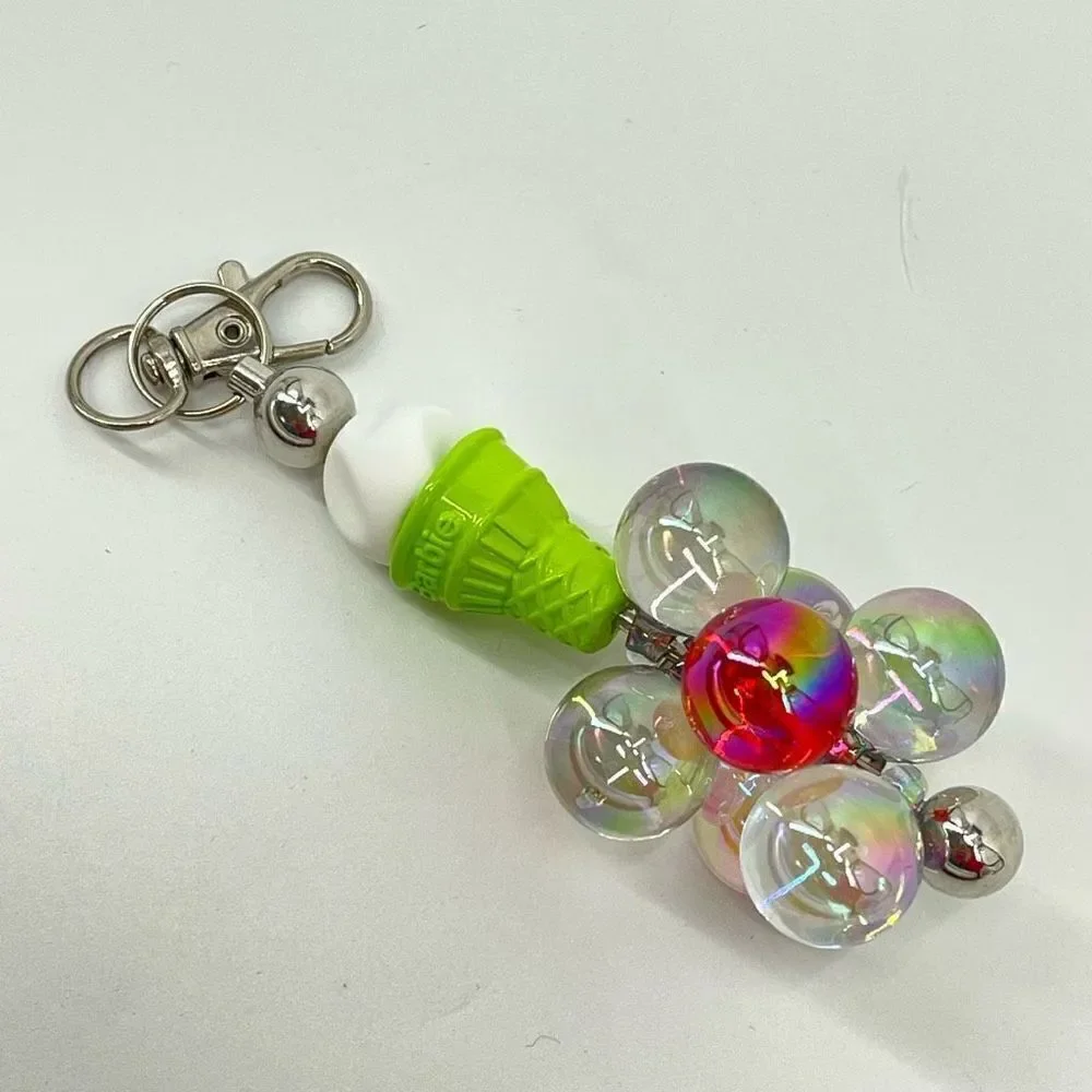 Keychain purse charm Beaded Keychain For Women, Silicone bead ice cream cone bal